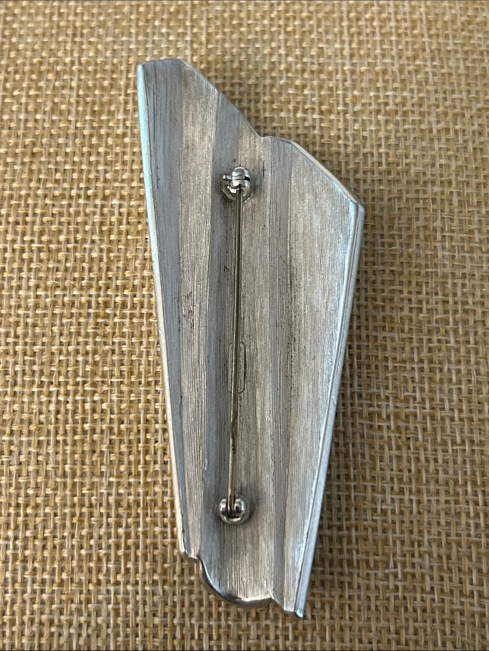 Monet Silver Metal Art Deco brooch minimalist pinback